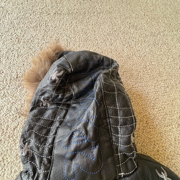 RARE Leather  Spiderman Kids Jacket - Black with Red and Blue Accents - Picture 13 of 15